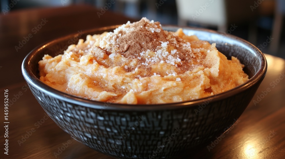 Creamy sweet potato dish topped with spices Creamy sweet potato dish topped with spices