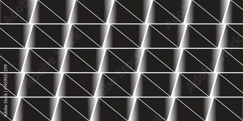 black and white angled blocks pattern with thin diagonal highlights, abstract layout conveys depth and motion, useful in high-tech, cyberpunk, or science fiction visual contexts, backdrop wallpaper