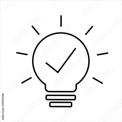 Light bulb icon with check mark on white background vector
Vector business icon