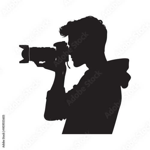 Photography Silhouette — Man with Camera in Action