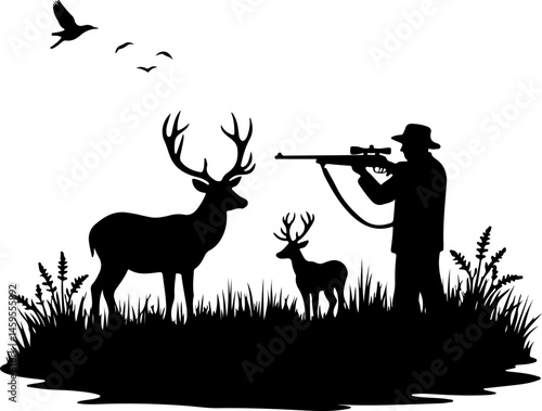 Hunting Silhouettes Bundle: Hunters, Deer, and Wild Game"