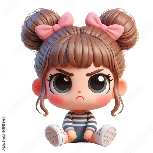 Cute 3d angry baby character isolated on white background