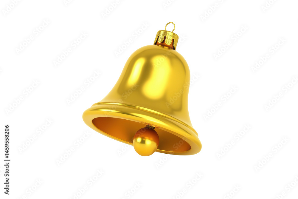 Golden Christmas Bell Ornament Festive Decoration on Transparent Background Golden Christmas Bell Ornament Festive Decoration on Transparent Background