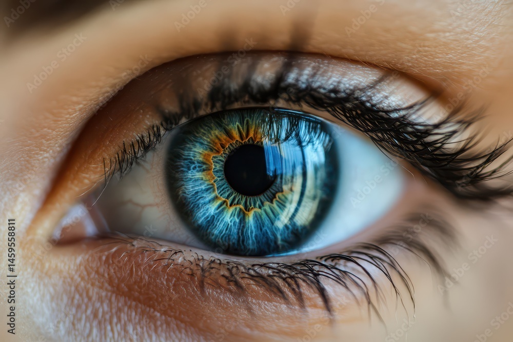 Fototapeta premium Close up view of human eye with unique colors