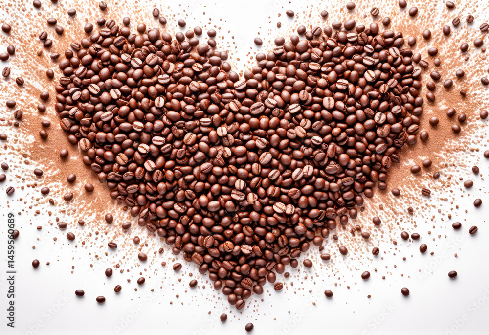 Naklejka premium Coffee Beans Heart Shape