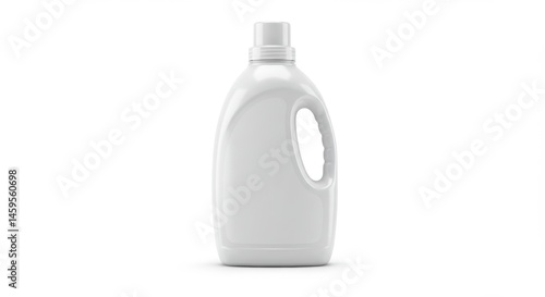 White plastic bottle mockup for laundry detergent or liquid washing soap, isolated on white background offering a clean and modern design for marketing materials