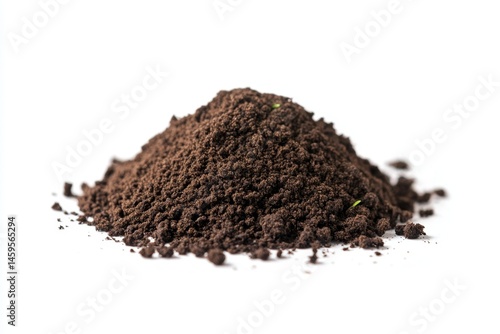 Wallpaper Mural Dark brown soil pile isolated on white background.  Small green sprouts visible Torontodigital.ca
