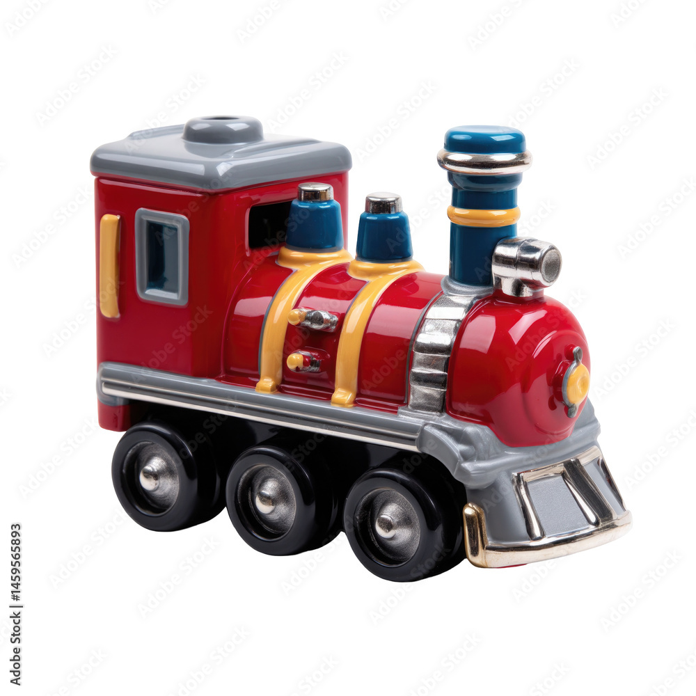 Obraz premium Red Toy Train With Black Wheels And Gray isolated on a transparent background