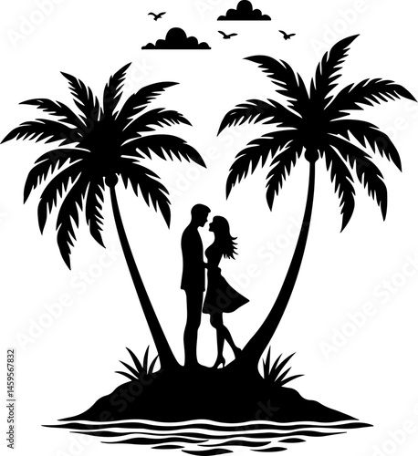 "Summer Vacation Silhouette Icon Set – Beach and Holiday Elements"