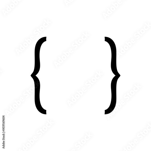 Curly text brackets. Corner parentheses and Bracket punctuation. Vector illustration 
