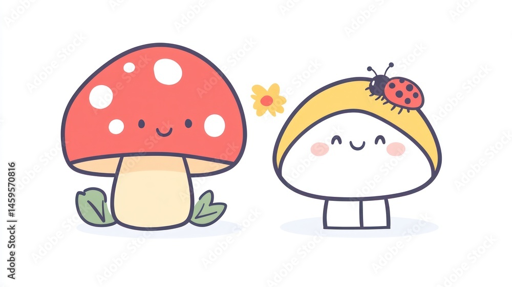 Cute cartoon mushrooms Cute cartoon mushrooms