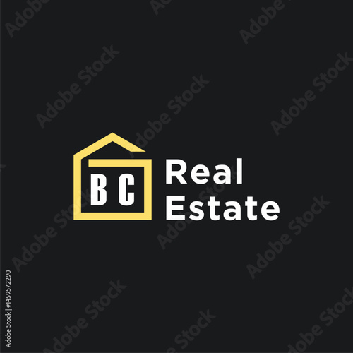 BC initials minimalist creative real estate logo vector