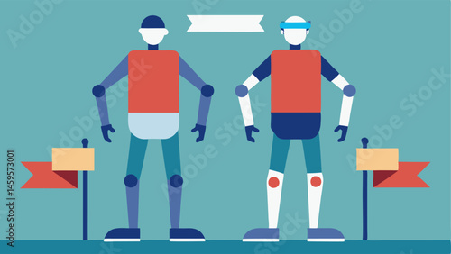 Dual Device Interaction Two patients wearing complementary upper and lower body exoskeletons in a friendly competition to see who can walk further with timers and encouraging