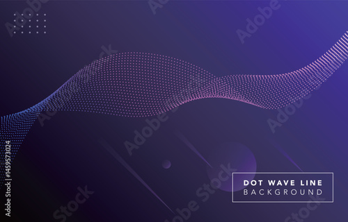 futuristic lilac dot wave line with metallic blue pink gradient on purple background, abstract luxury dynamic dotted flow elegant wavy vector, technology glowing light effect digital fluid shape