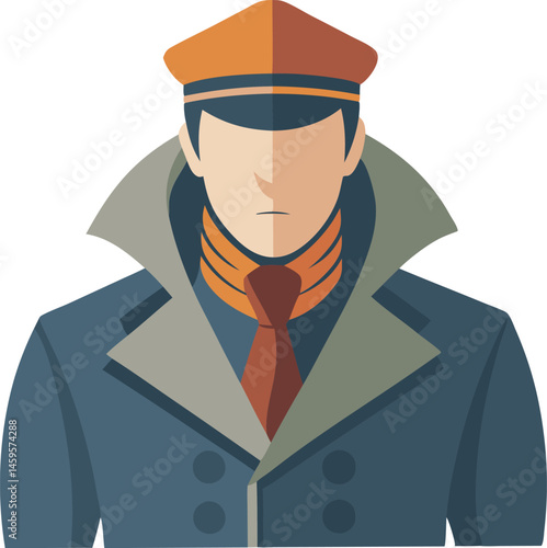 A stylish peacoat vector art illustration showcasing a classic double-breasted design, perfect for fashion projects, advertisements, and seasonal promotions.