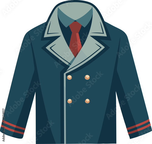 A stylish peacoat vector art illustration showcasing a classic double-breasted design, perfect for fashion projects, advertisements, and seasonal promotions.