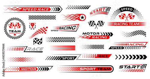 Sport racing stripes car stickers racing decals tuning race car stickers isolated set