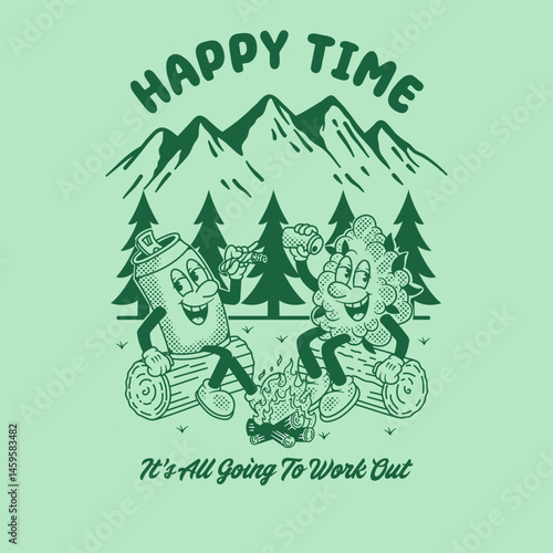 Vector illustration of a cartoon Beer happy time