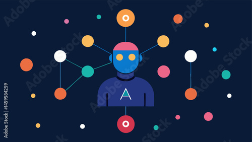 Diverse Data Points Clustering A ter plot with diverse data points ed around a glowing AI figure demonstrating how AI identifies patterns and trends within complex datasets.