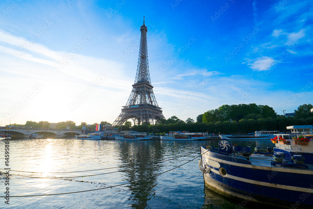 Fototapeta premium eiffel tour over Seine river