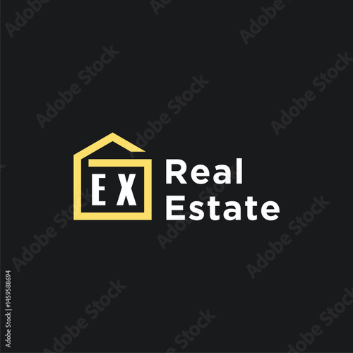 EX initials minimalist creative real estate logo vector