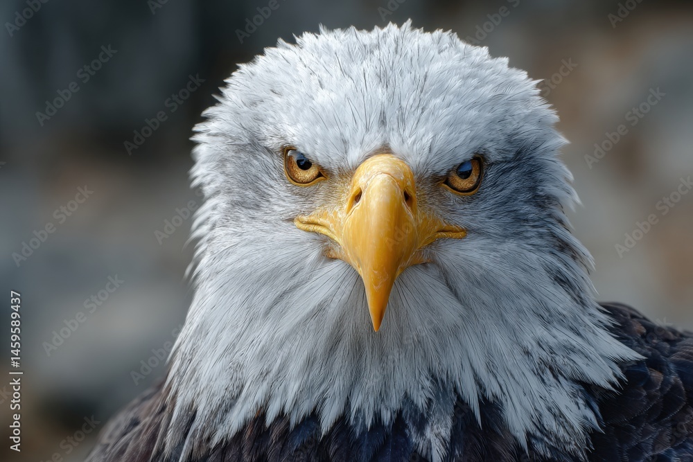 Obraz premium Majestic bald eagle close-up, intense gaze.