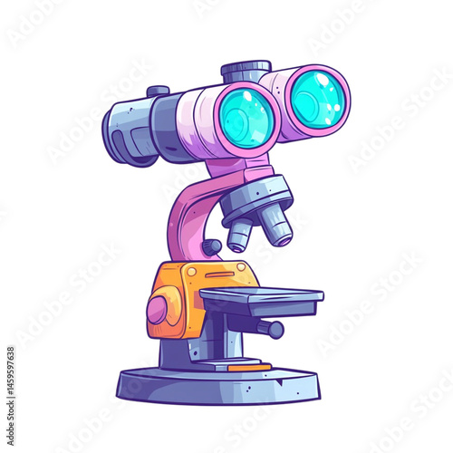 colorful cartoon microscope illustration