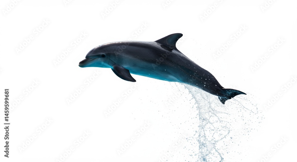 Dolphin Leaping Gracefully from Water with Splashes Against a White Background Capturing Aquatic Beauty and Marine Wildlife in Motion for Conservation and Nature Photography Dolphin Leaping Gracefully from Water with Splashes Against a White Background Capturing Aquatic Beauty and Marine Wildlife in Motion for Conservation and Nature Photography