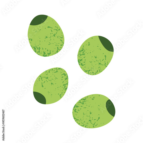 Green olives. Ripe organic olive berry fruit, healthy natural mediterranean food, abstract raw pitted snack flat cartoon style. Vector isolated olive illustration