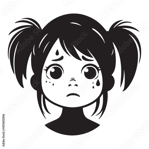 Jittering Nervous Face silhouette with defined unease – Nervous Face illustration – Minimalist Nervous Face vector – Nervous Silhouette

