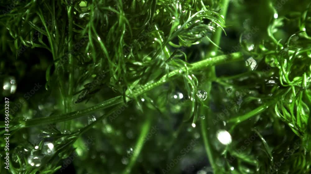 Fresh dill flies up and falls down. Filmed on a high-speed camera at 1000 fps. High quality FullHD footage Fresh dill flies up and falls down. Filmed on a high-speed camera at 1000 fps. High quality FullHD footage