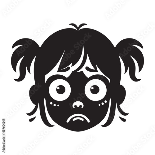 Restless Nervous Face silhouette, sharp emotional lines – Nervous Face illustration – Minimalist Nervous Face vector – Nervous Silhouette

