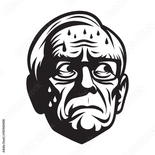 Uncomfortable Nervous Face silhouette with fear in its lines – Nervous Face illustration – Minimalist Nervous Face vector – Nervous Silhouette

