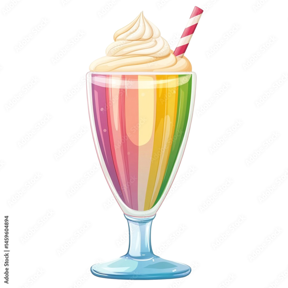 rainbow layered creamy milkshake drink