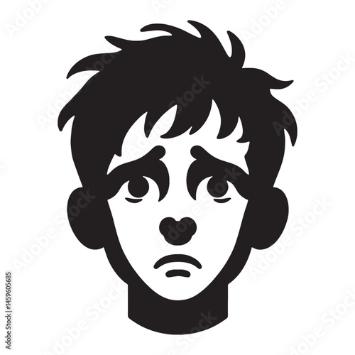 Fidgeting Nervous Face silhouette, tense and intense – Nervous Face illustration – Minimalist Nervous Face vector – Nervous Silhouette

