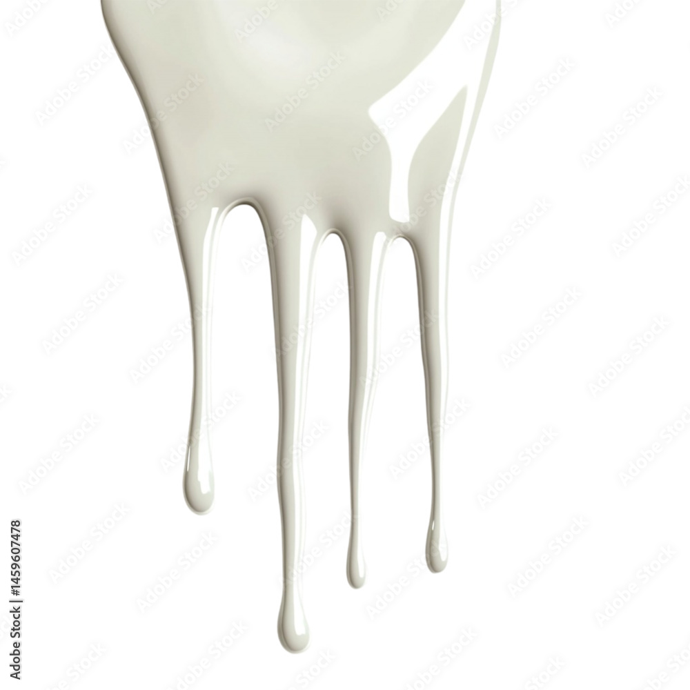 creamy liquid dripping down slowly