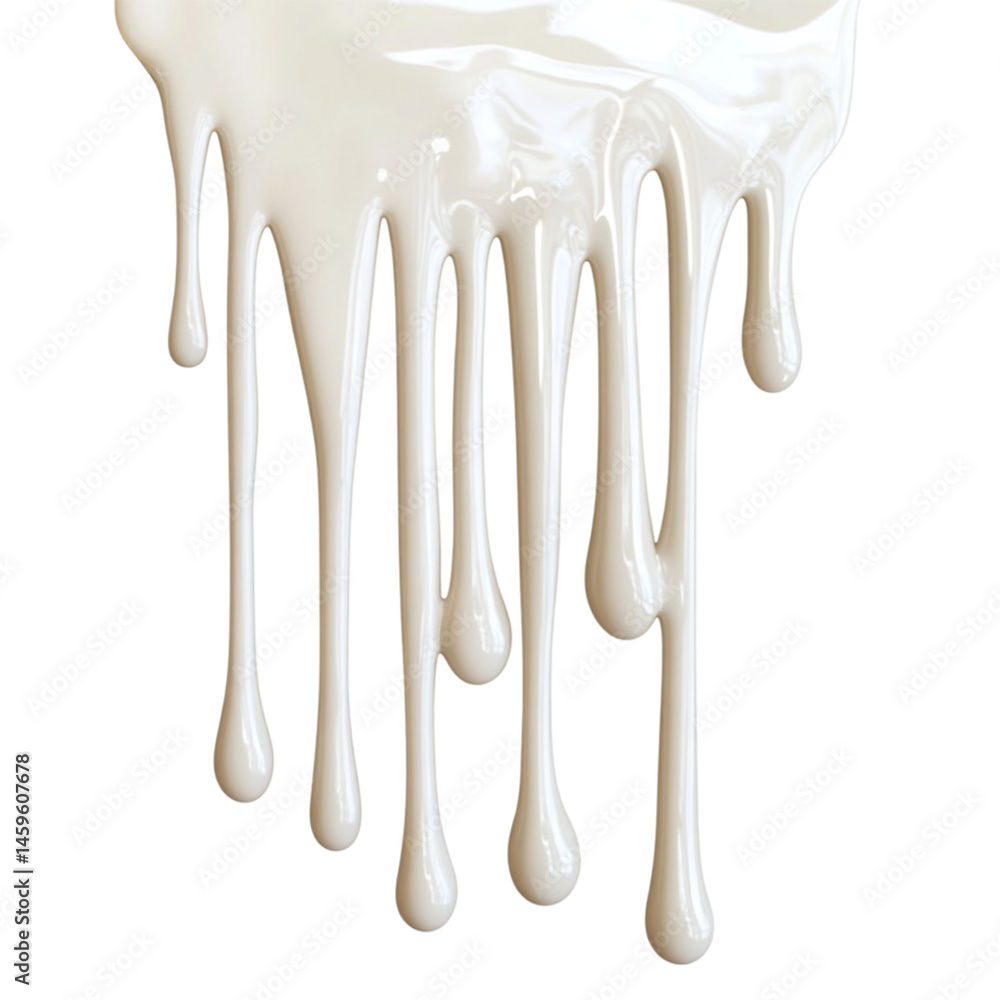 creamy liquid drips down slowly