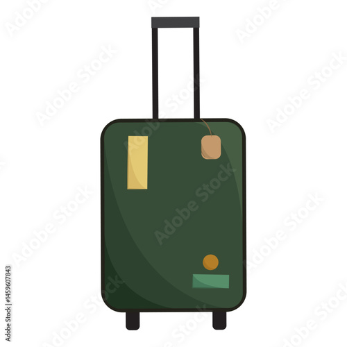 Green travel suitcase icon. Vector