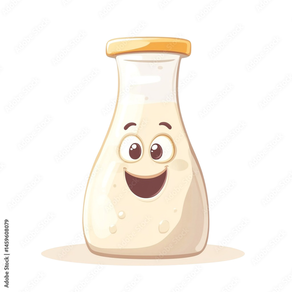 happy creamy sauce bottle cartoon