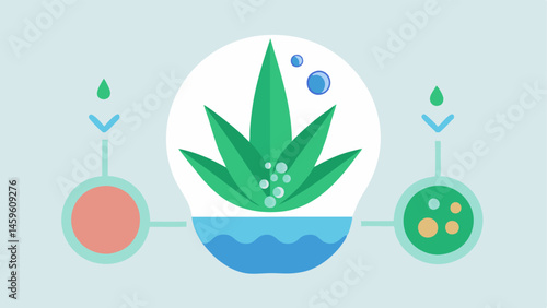 Infusion of Ingredients Visualize exosomes infused with natural extracts like aloe vera or hyaluronic acid showcasing the combination of science and nature.