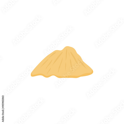 Pile of sand cartoon. Sandy dune in desert or beach. Vector illustration.