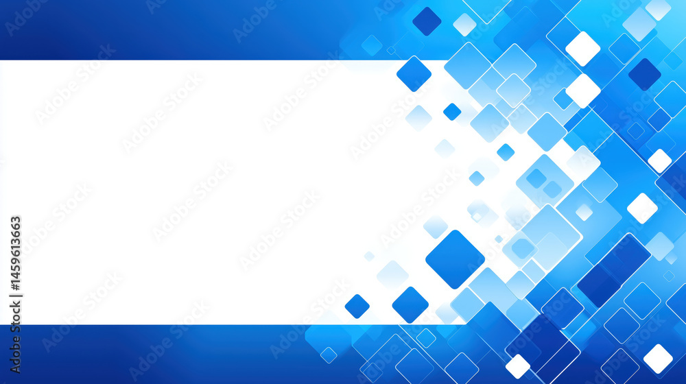 Obraz premium Abstract blue geometric background with squares and diamonds pattern and white copy space