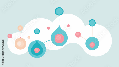 Ingredient Molecules A light background featuring stylized representations of exosome molecules with a focus on their connection to skin rejuvenation.