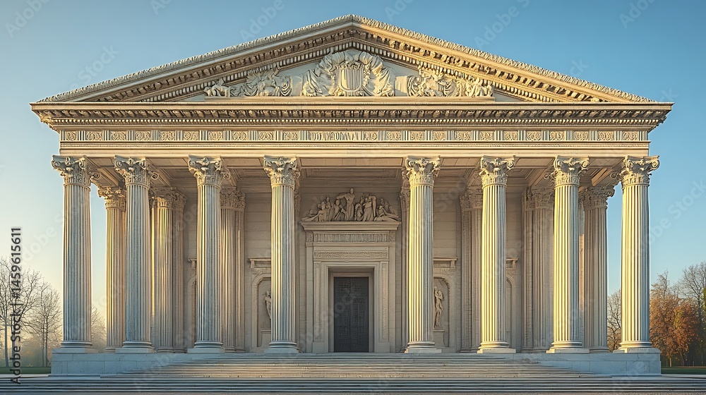 Fototapeta premium Front view of neoclassical marble building high resolution picture