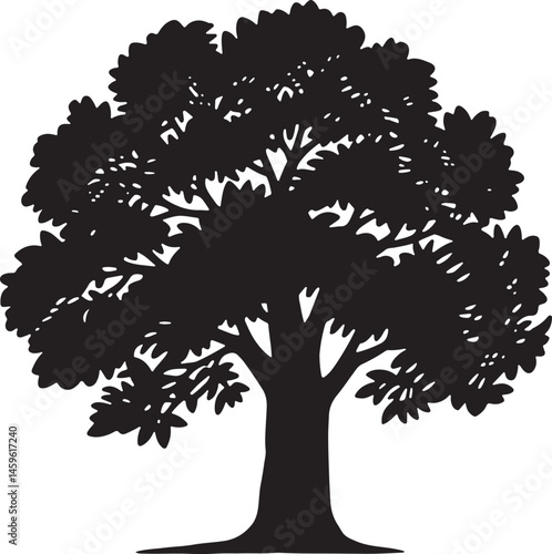 Tree silhouette vector on white background
