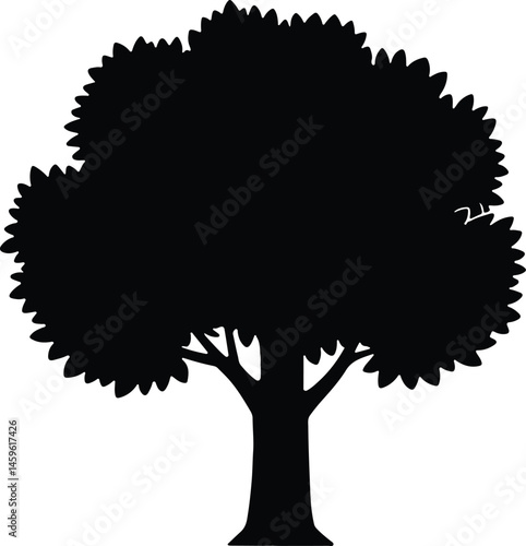Tree silhouette vector on white background