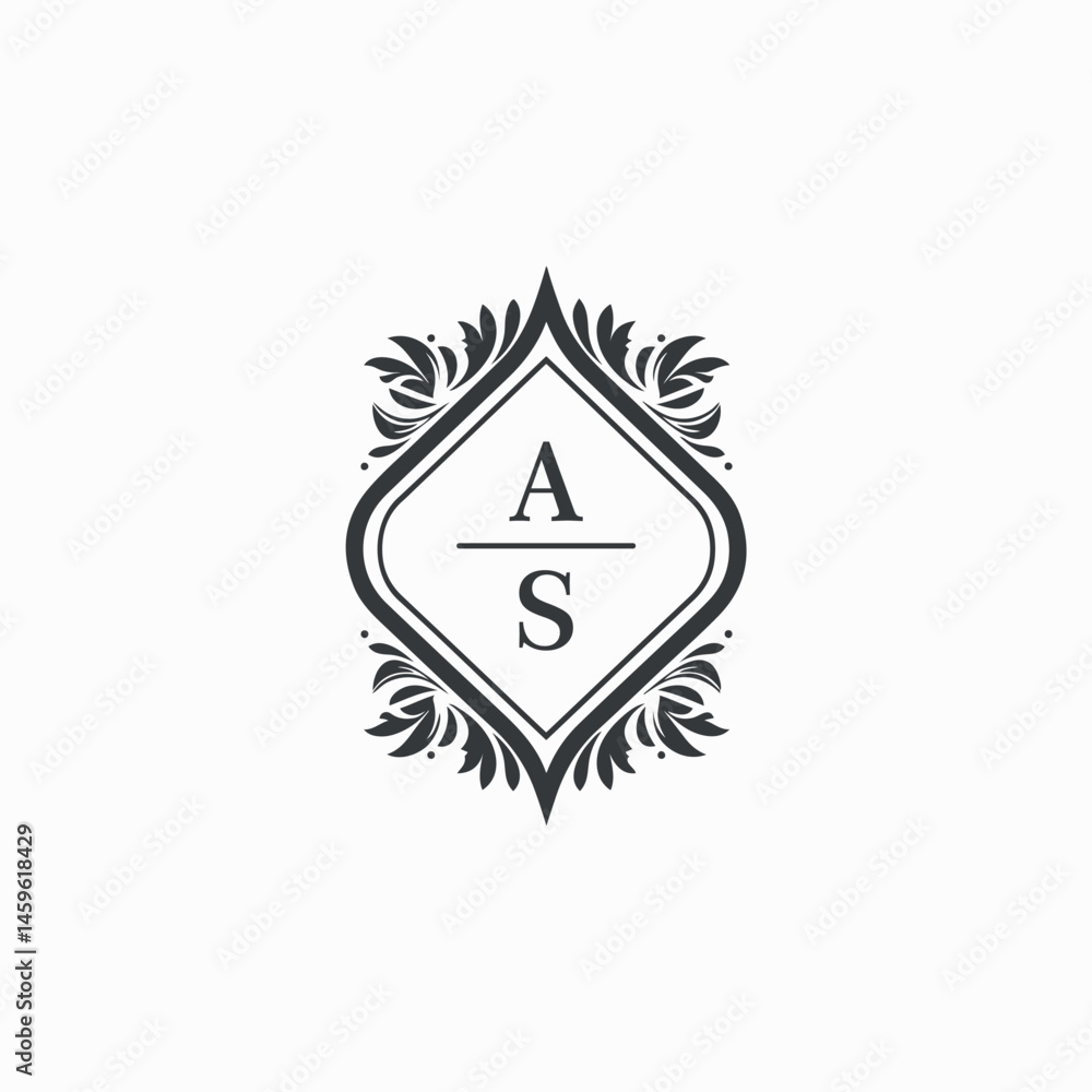 Obraz premium AS Initials Wedding Logo Vector Art Icons and Graphics