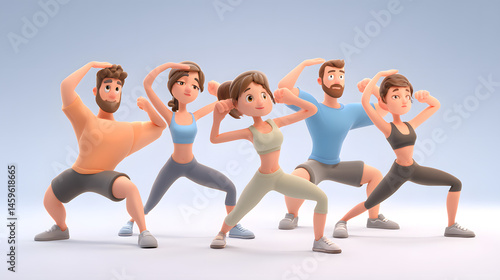 People doing squat cartoon style