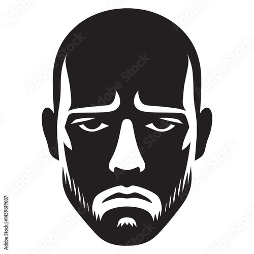Melancholic Sad Face silhouette with clear sadness – Sad Face illustration – Minimalist Sad Face vector – Sad Silhouette

