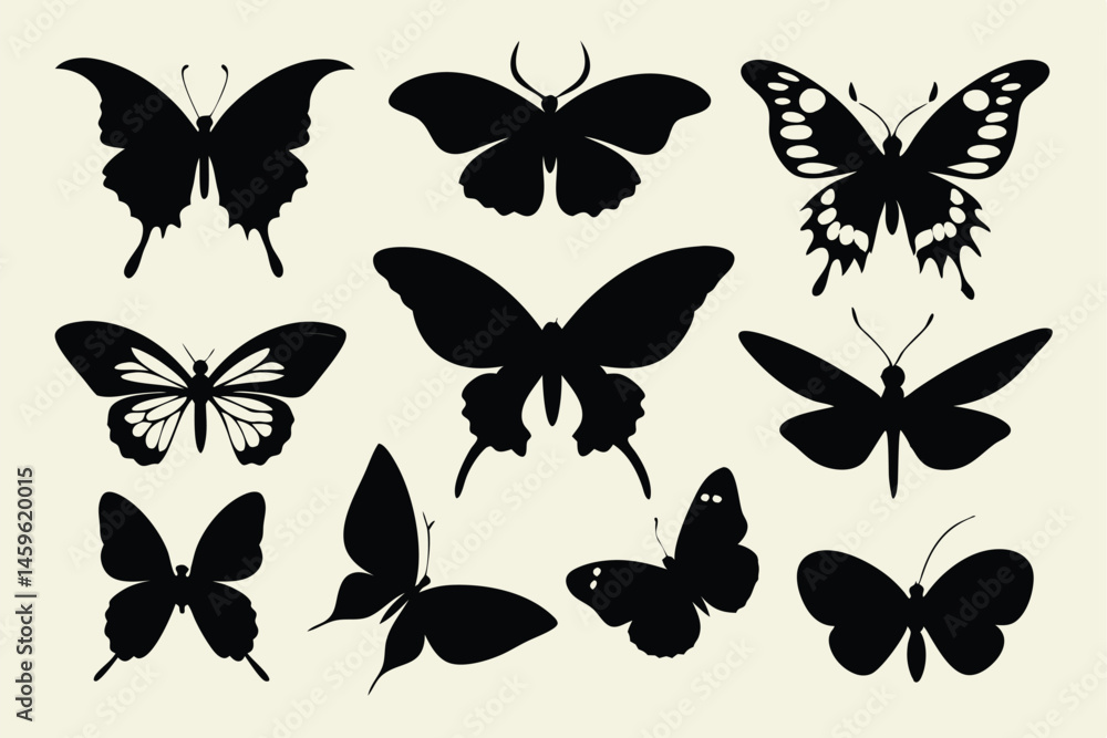 Butterfly Silhouette Collection – Various Butterfly Wing Shapes Vector Butterfly Silhouette Collection – Various Butterfly Wing Shapes Vector